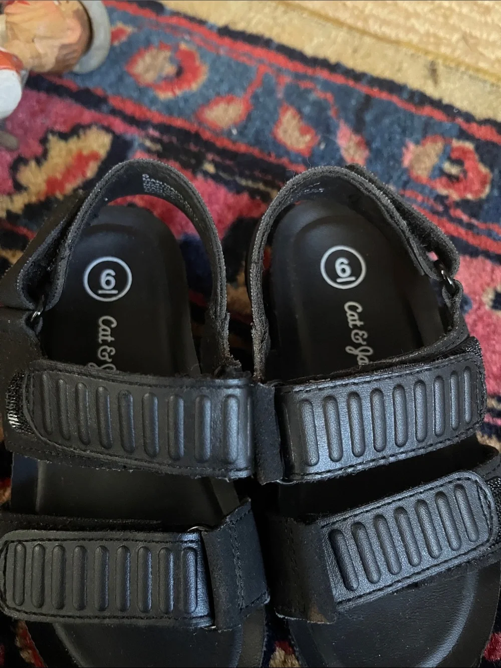 Cat & Jack Black Kids' Double-Strap Adjustable Sandals